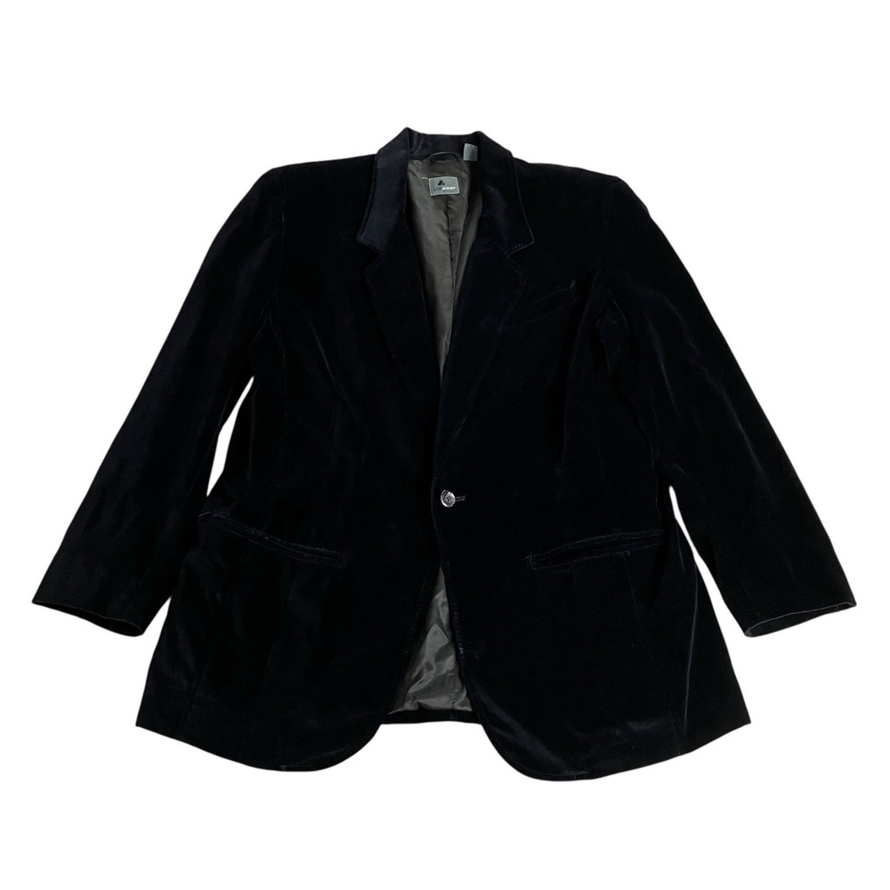 Vintage 90s Liz Wear Velvet Blazer Womens 14 Black Goth Whimsigoth Witchy Jacket
